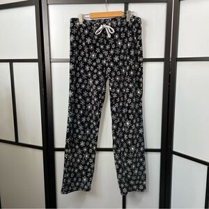 [M] Women’s George Black with White Snowflakes Fleecy Winter Pyjama Pant